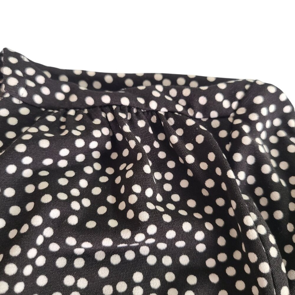Tahari Long Sleeve Blouse Women's XL Black & White Polka Dot V-Neck Wrap Style - Picture 6 of 10